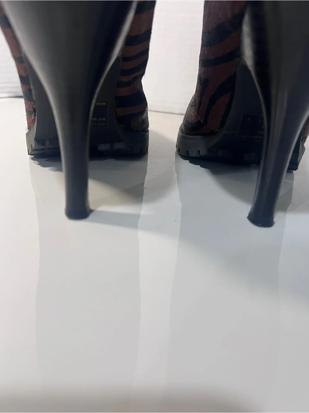 Envy Crackalackin 6.5 Zebra Hair-On Leather Knee High Stiletto Boots Y2K